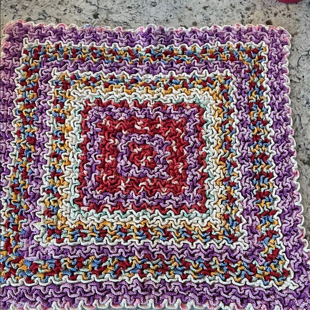 Wiggly Crocheted Square tablecloth or hotpad -Large 17x17”